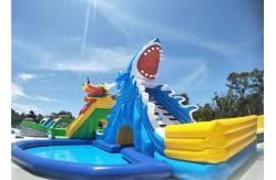 China Customized Inflatable Water Parks , Giant Shark Inflatable Swimming Pool With Slide supplier