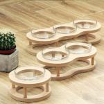 Wooden Dog Food Bowl Stand 3 Bowl Elevated At Home Slow Feeder for sale