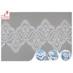 17CM Width White Guipure Embroidered Lace Trim With Azo Free Dyeing Poly Milky for sale