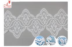China 17CM Width White Guipure Embroidered Lace Trim With Azo Free Dyeing Poly Milky supplier