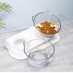 Tilting Style Cat Shape Transparent 370g Pet Food Dish for sale