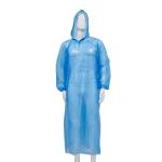 CE / ISO Blue / White Disposable Waterproof PE Plastic Rain Coat With Hood for sale