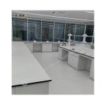 Customizable Steel Wood Lab Bench With 4 Shelves And 4 Handles