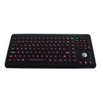 Backlit Black Silicone Industrial Keyboard With Optical Trackball And F1 - F24 Keys