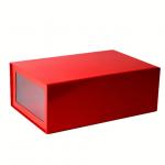 Custom Recycled Red Cardboard Shoe Boxes with PP Plastic Clear Window for sale