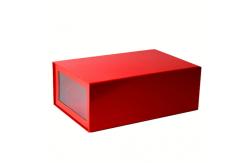 China Custom Recycled Red Cardboard Shoe Boxes with PP Plastic Clear Window supplier