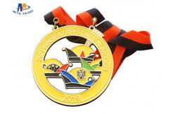 China Custom Carnival Bespoke Medals Shiny Brass Plating Soft Enamel With 2 Eyes supplier