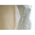 Silver Sequin Corded Lace Fabric , Embroidered Floral Wedding Tulle Fabric Shrink Resistant for sale