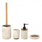 Marble Print Polyresin Bathroom Set Round Shape Wood Part Empty Lotion Bottles With Pump Soap Accessories Bath Kits for sale
