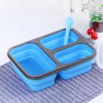 Rectangle 3 Compartment Collapsible Bento Box For Adults
