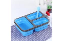 China Rectangle 460g 3 Compartments Silicone Folding Lunch Box supplier
