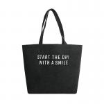 5OZ Long Handle Black Reusable Cotton Canvas Tote Bag With Rope Handles for sale