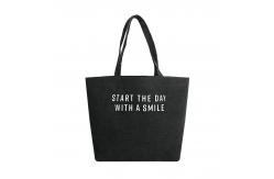 China 5OZ Long Handle Black Reusable Cotton Canvas Tote Bag With Rope Handles supplier