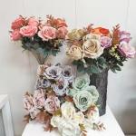 Artificial flower silk rose bouquet wedding home decoration for sale