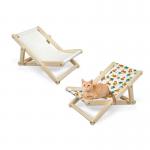 Custom Logo Linen Sublimation Cat Bed Foldable Recliner Solid Wood Cat Sleeping Chair Adjustable Sublimation Pet Bed for sale