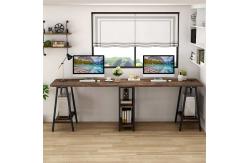China Metal Frame Modern Workstation Desk Brown Pvc Edging With Shelves supplier