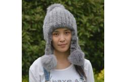 China Natural Mink Fur Knit Earflap Winter Sheepskin Hats Hat Pom Pom Striped Style supplier