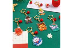 China Customized Christmas Keychain with Metal Ring and Transparent Snowman Print supplier