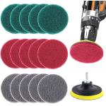 16Pcs 4 Inch Drill Power Brush Tile Scrubber Scouring Pads Cleaning Kit for sale