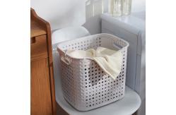 China Beige 38x28x35cm Plastic Laundry Basket With Handles Eco Friendly supplier