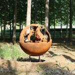 Rustic Red Corten Steel Fire Pit Bowl Customized Camping Ball Portable Rust Proof for sale