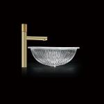 One Piece Molding Glass Vessel Sink Bowls 550mm Long No Overflow
