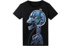 China Music Light Up LED T Shirt With Silk Screen Printing Pattern Skeleton supplier