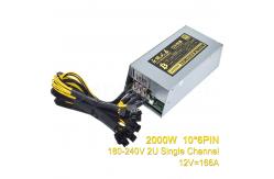 China 2000W 12V 166A Power Supply 220-240V Input 10x6Pin Efficiency Multi-GPU supplier