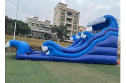 China 0.55mm PVC Backyard 15ft Inflatable Water Slides With Pool supplier