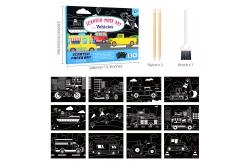 China Kids Magic Scratch Art Vehicles Scene Draw Paper Arts Crafts Painting Black Coated supplier