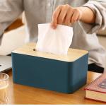Removable Rectangular Household Storage Container Wooden Bamboo Tissue Box for sale