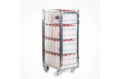 China Supermarket Steel Milk Roll Cage Container Four Layers With Movable Shelf supplier