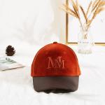 Velvet Adjustable Orange 62cm Embroidery Baseball Cap for sale