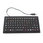 IP65 81 Keys Thin Black Silicone Rubber Keyboard  , 222.0mm X 100mm X 9.1mm Size for sale