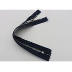 High Polished Thin Closed Ended Metal Zips , Silver Teeth Purse Ykk Handbag Zippers for sale
