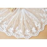 16CM White Elastic Floral Nylon Mesh Lace Ribbon Trim For Wedding Dress Sewing for sale