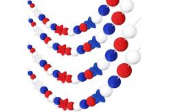 China Bulk Independence Day Felt Pom Poms White Blue And Red Ball supplier