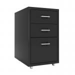 KD Structure Black Movable 3 Drawers Makeup Storage Cabinet for sale