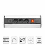 3,500 Watts Mountable Power Strip , Desk Power Outlet Inconspicuous Design