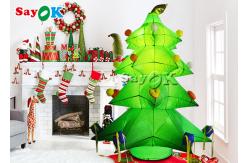 China New Design Green Giant Inflatable Xmas Tree With Ornament Balls And Stars supplier