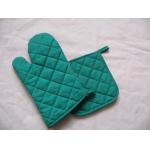 Cotton Fabric Microwave Oven Glove And Pot Holder Set Green Orange Black Colors for sale