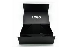 China Custom Paper Folder Box Packaging Luxury Black Foldable Paper Gift Box With Ribbon supplier