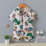 Home Boys Cardigan Pajama Set Summer Full Flower Cotton Button Up Pjs for sale