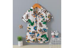 China Home Boys Cardigan Pajama Set Summer Full Flower Cotton Button Up Pjs supplier