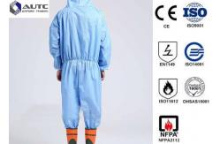 China Non Woven Chemical Protective Clothing Full Face Two Way Zipper Bound Seams supplier