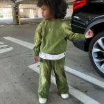 Custom Logo Cotton Puff Print Kids Sweat Pant And Hoodie Set Children Tracksuit for sale
