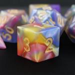 Three Colors Of Marble Resin Rpg Dice With Universal Logo for sale