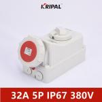 IP67 32A 5P 380V Waterproof Interlock Switch Socket CE Certificated for sale