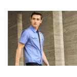 Polyester Cotton Short Sleeves Industrial Work Uniforms Twill Engineer Sky Blue for sale