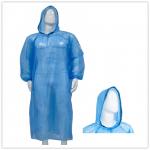 Waterproof Disposable PE Plastic Raincoat With Hood Blue/White Hooded PE Poncho for sale